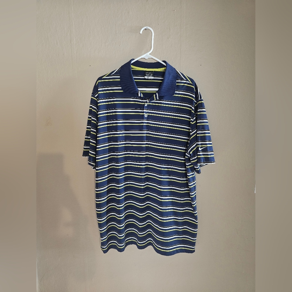 Nike Navy Striped Men's Polo Golf Shirt